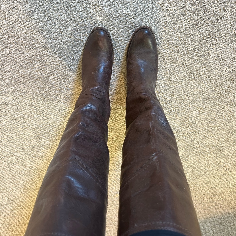 Frye Genuine Leather Brown Leather Knee-High Boots, W7.5
